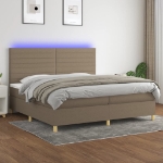 Εικόνα της Κρεβάτι Boxspring με Στρώμα & LED Taupe 200x200 εκ. Υφασμάτινο Hobbo