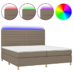 Εικόνα της Κρεβάτι Boxspring με Στρώμα & LED Taupe 200x200 εκ. Υφασμάτινο Hobbo