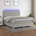 Εικόνα της Κρεβάτι Boxspring με Στρώμα & LED Αν.Γκρι 180x200εκ. Υφασμάτινο Hobbo