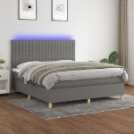 Εικόνα της Κρεβάτι Boxspring με Στρώμα & LED Σκ.Γκρι 180x200 εκ Υφασμάτινο Hobbo