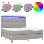 Εικόνα της Κρεβάτι Boxspring με Στρώμα & LED Αν.Γκρι 180x200εκ. Υφασμάτινο Hobbo