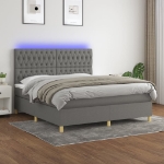 Εικόνα της Κρεβάτι Boxspring με Στρώμα & LED Σκ.Γκρι 180x200 εκ Υφασμάτινο Hobbo