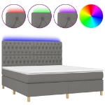 Εικόνα της Κρεβάτι Boxspring με Στρώμα & LED Σκ.Γκρι 180x200 εκ Υφασμάτινο Hobbo