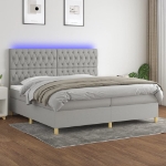 Εικόνα της Κρεβάτι Boxspring με Στρώμα & LED Αν.Γκρι 200x200εκ. Υφασμάτινο Hobbo