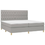 Εικόνα της Κρεβάτι Boxspring με Στρώμα & LED Αν.Γκρι 200x200εκ. Υφασμάτινο Hobbo