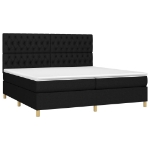 Εικόνα της Κρεβάτι Boxspring με Στρώμα & LED Μαύρο 200x200 εκ. Υφασμάτινο Hobbo