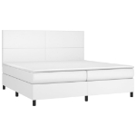 Εικόνα της Κρεβάτι Boxspring με Στρώμα & LED Λευκό 200x200 εκ. Συνθ. Δέρμα Hobbo