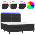 Εικόνα της Κρεβάτι Boxspring με Στρώμα & LED Μαύρο 180x200 εκ. Συνθ. Δέρμα Hobbo