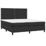 Εικόνα της Κρεβάτι Boxspring με Στρώμα & LED Μαύρο 180x200 εκ. Συνθ. Δέρμα Hobbo