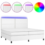 Εικόνα της Κρεβάτι Boxspring με Στρώμα & LED Λευκό 200x200 εκ. Συνθ. Δέρμα Hobbo