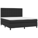 Εικόνα της Κρεβάτι Boxspring με Στρώμα & LED Μαύρο 180x200 εκ. Συνθ. Δέρμα Hobbo