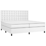 Εικόνα της Κρεβάτι Boxspring με Στρώμα & LED Λευκό 200x200 εκ. Συνθ. Δέρμα Hobbo