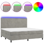 Εικόνα της Κρεβάτι Boxspring με Στρώμα & LED Αν.Γκρι 200x200 εκ. Βελούδινο Hobbo