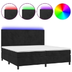 Εικόνα της Κρεβάτι Boxspring με Στρώμα & LED Μαύρο 200x200 εκ. Βελούδινο Hobbo