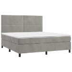 Εικόνα της Κρεβάτι Boxspring με Στρώμα & LED Αν.Γκρι 180x200 εκ. Βελούδινο Hobbo