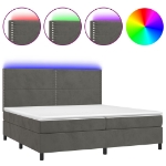 Εικόνα της Κρεβάτι Boxspring με Στρώμα & LED Σκ. Γκρι 200x200εκ. Βελούδινο Hobbo