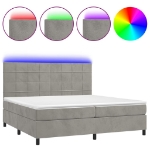 Εικόνα της Κρεβάτι Boxspring με Στρώμα & LED Αν.Γκρι 200x200 εκ. Βελούδινο Hobbo