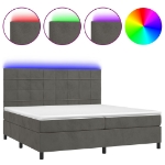 Εικόνα της Κρεβάτι Boxspring με Στρώμα & LED Σκ. Γκρι 200x200εκ. Βελούδινο Hobbo