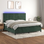 Εικόνα της Κρεβάτι Boxspring με Στρώμα & LED Σκ. Πράσινο 200x200εκ Βελούδο Hobbo