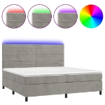 Εικόνα της Κρεβάτι Boxspring με Στρώμα & LED Αν.Γκρι 200x200 εκ. Βελούδινο Hobbo