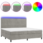 Εικόνα της Κρεβάτι Boxspring με Στρώμα & LED Αν.Γκρι 200x200 εκ. Βελούδινο Hobbo