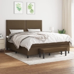 Εικόνα της Κρεβάτι Boxspring με Στρώμα Σκούρο Καφέ 180x200 εκ Υφασμάτινο Hobbo