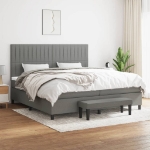 Εικόνα της Κρεβάτι Boxspring με Στρώμα Σκούρο Γκρι 200x200 εκ. Υφασμάτινο Hobbo