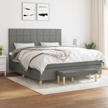 Εικόνα της Κρεβάτι Boxspring με Στρώμα Σκούρο Γκρι 180x200 εκ Υφασμάτιν Hobbo