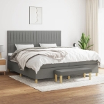 Εικόνα της Κρεβάτι Boxspring με Στρώμα Σκούρο Γκρι 200x200 εκ. Υφασμάτινο Hobbo