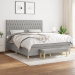 Εικόνα της Κρεβάτι Boxspring με Στρώμα Ανοιχτό Γκρι 180x200 εκ. Υφασμάτινο Hobbo