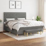 Εικόνα της Κρεβάτι Boxspring με Στρώμα Σκούρο Γκρι 180x200 εκ Υφασμάτιν Hobbo