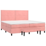 Εικόνα της Κρεβάτι Boxspring με Στρώμα Ροζ 200x200 εκ. Βελούδινο Hobbo