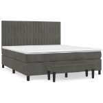 Εικόνα της Κρεβάτι Boxspring με Στρώμα Σκούρο Γκρι 180x200 εκ. Βελούδινο Hobbo