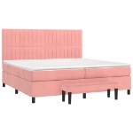 Εικόνα της Κρεβάτι Boxspring με Στρώμα Ροζ 200x200 εκ. Βελούδινο Hobbo