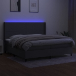 Εικόνα της Κρεβάτι Boxspring με Στρώμα & LED Σκ.Γκρι 200x200εκ. Υφασμάτινο Hobbo