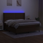 Εικόνα της Κρεβάτι Boxspring με Στρώμα & LED Σκ.Καφέ 180x200εκ. Υφασμάτινο Hobbo