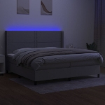 Εικόνα της Κρεβάτι Boxspring με Στρώμα & LED Αν.Γκρι 200x200εκ. Υφασμάτινο Hobbo