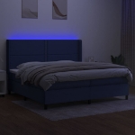 Εικόνα της Κρεβάτι Boxspring με Στρώμα & LED Μπλε 200x200 εκ. Υφασμάτινο Hobbo