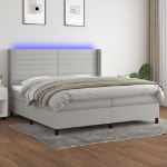 Εικόνα της Κρεβάτι Boxspring με Στρώμα & LED Αν.Γκρι 200x200εκ. Υφασμάτινο Hobbo