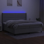 Εικόνα της Κρεβάτι Boxspring με Στρώμα & LED Αν.Γκρι 200x200εκ. Υφασμάτινο Hobbo