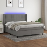 Εικόνα της Κρεβάτι Boxspring με Στρώμα & LED Σκ.Γκρι 180x200 εκ Υφασμάτινο Hobbo