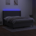 Εικόνα της Κρεβάτι Boxspring με Στρώμα & LED Σκ.Γκρι 180x200 εκ Υφασμάτινο Hobbo