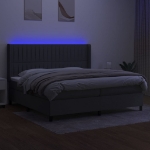 Εικόνα της Κρεβάτι Boxspring με Στρώμα & LED Σκ.Γκρι 200x200εκ. Υφασμάτινο Hobbo