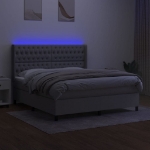 Εικόνα της Κρεβάτι Boxspring με Στρώμα & LED Αν.Γκρι 180x200εκ. Υφασμάτινο Hobbo