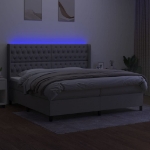 Εικόνα της Κρεβάτι Boxspring με Στρώμα & LED Αν.Γκρι 200x200εκ. Υφασμάτινο Hobbo