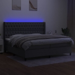 Εικόνα της Κρεβάτι Boxspring με Στρώμα & LED Σκ.Γκρι 200x200εκ. Υφασμάτινο Hobbo