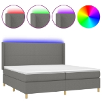 Εικόνα της Κρεβάτι Boxspring με Στρώμα & LED Σκ.Γκρι 200x200εκ. Υφασμάτινο Hobbo