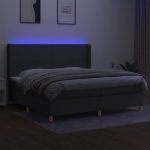 Εικόνα της Κρεβάτι Boxspring με Στρώμα & LED Σκ.Γκρι 200x200εκ. Υφασμάτινο Hobbo