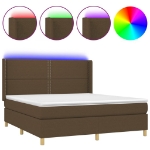 Εικόνα της Κρεβάτι Boxspring με Στρώμα & LED Σκ.Καφέ 180x200εκ. Υφασμάτινο Hobbo