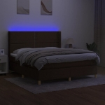 Εικόνα της Κρεβάτι Boxspring με Στρώμα & LED Σκ.Καφέ 180x200εκ. Υφασμάτινο Hobbo